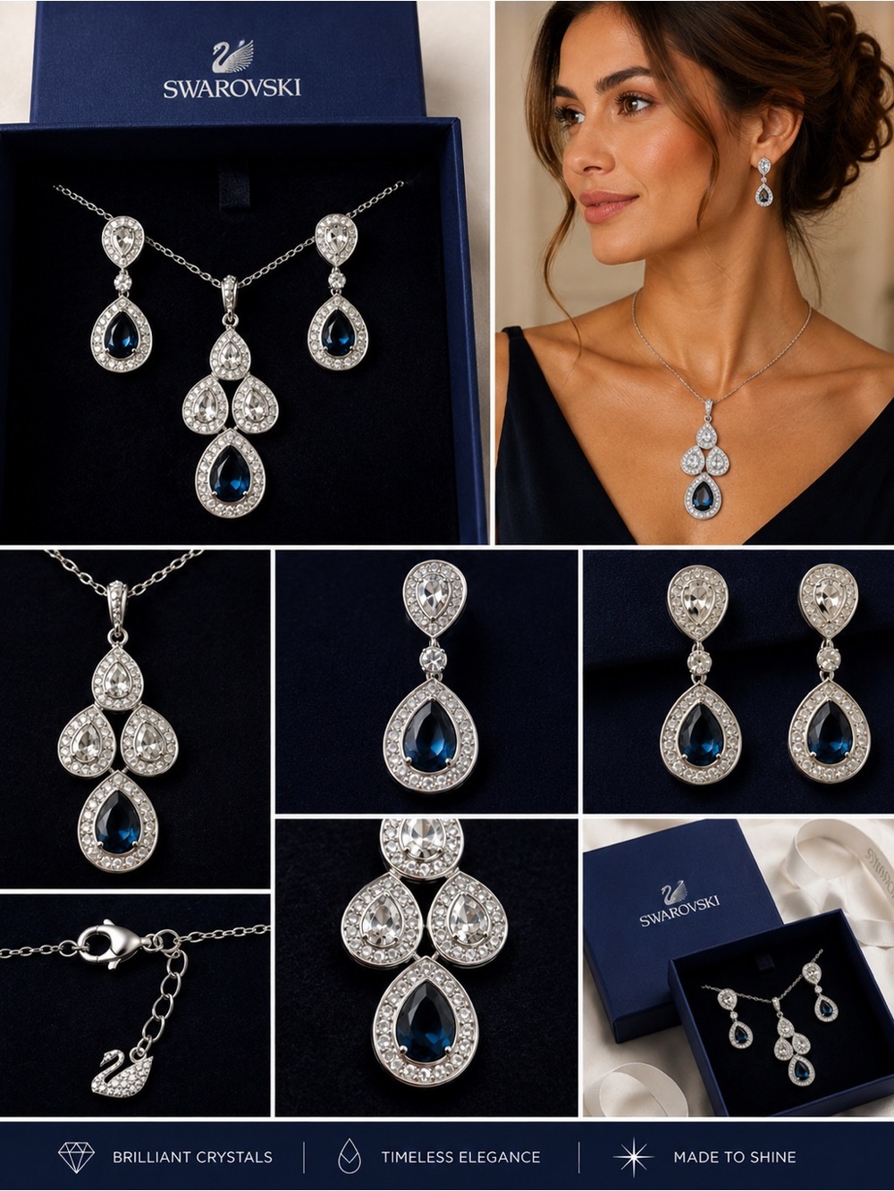 Swarovski Silver and Blue Jewelry Set - Mother’s Day Gift